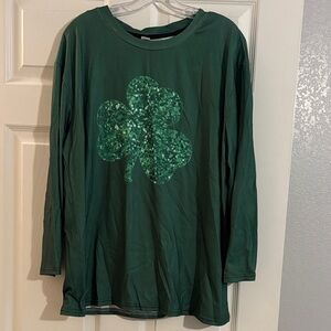 New in Package (NWT) Green Long Sleeve Women's Top with Shamrock Design